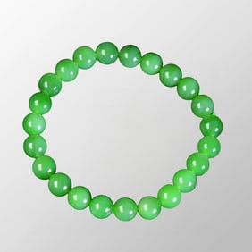 8.3 MM Bead Chinese Natural Green Hetian Jade Beads Bracelet