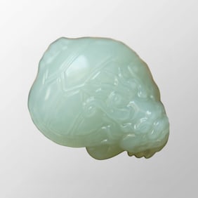 Chinese Natural Hetian Jade Carved Dragon Turtle Pendant