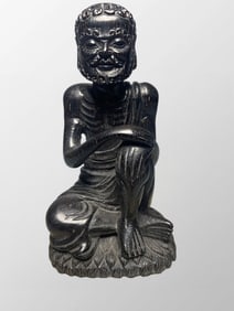 Vintage Ox Horn Carved Buddhism Arhat Statue