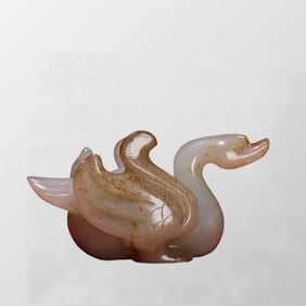 Vintage Chinese Hetian Jade Carved Swan Statue/Pendant