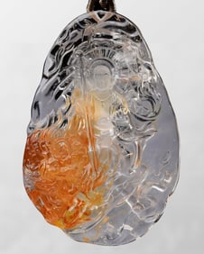 Chinese Natural Crystal Carved Ksitigarbha Pendant