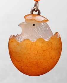 Old Chinese Agate Carved Chick Pendant
