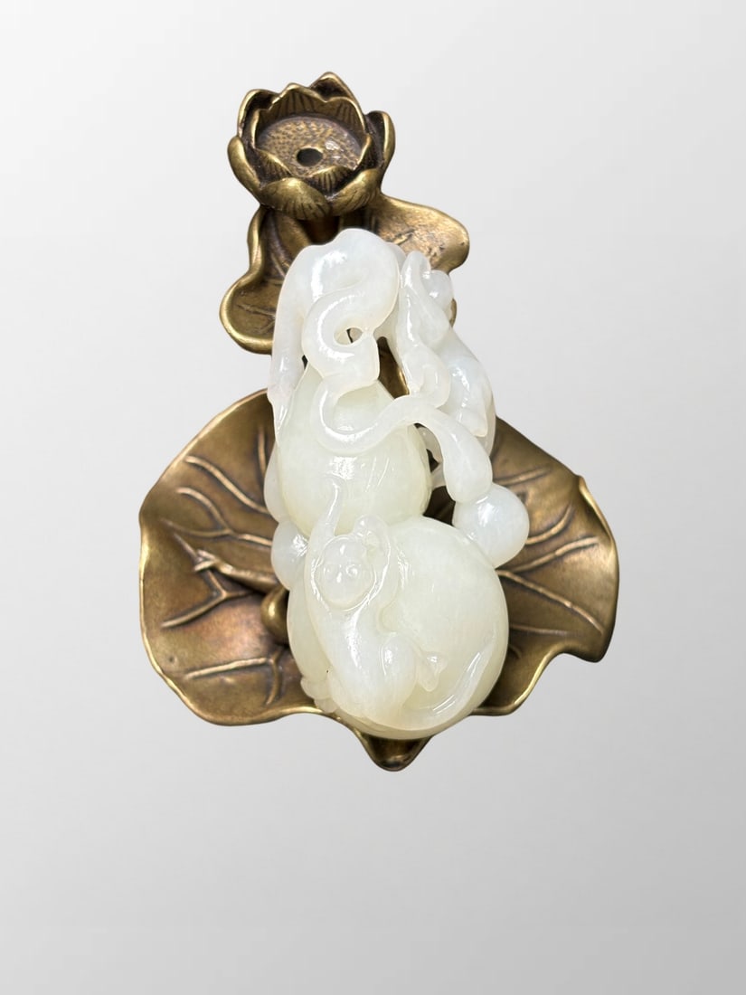 Chinese Natural Hetian Jade Carved Gourd Pendant (1 of 10)