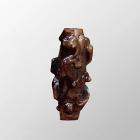 Vintage Chinese Hetian Jade High Relief Chi Dragon Pendant