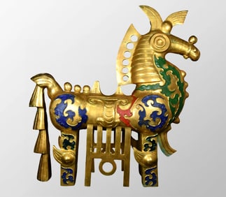 Warring States Period Gilt Gold Copper War-horse Statue