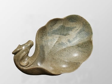 Vintage Chinese Hetian Jade Carved Sheep Head Brush Washer