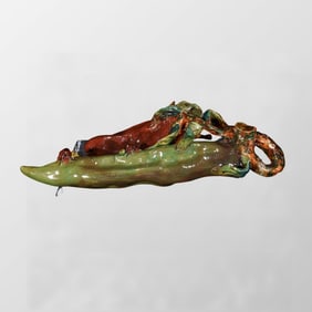 Chinese Bionic Porcelain Chili Shape Statue
