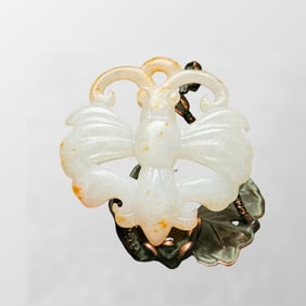Openwork Chinese Hetian Jade Carved Butterfly Pendant