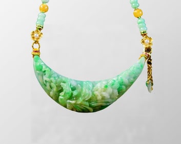 Exquisite Jadeite Carved Phoenix Pendant