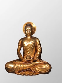 Vintage Tibetan Buddhism Gilt Gold Copper Siddhartha Buddha Statue
