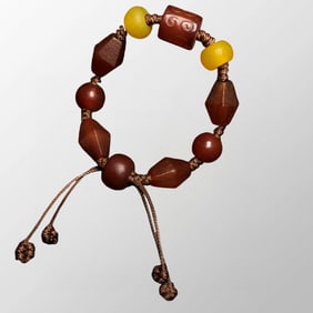 Old Chinese Red Agate Beads Bracelet