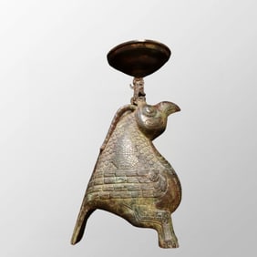 Vintage Chinese Bronze Divine Bird Candlestick