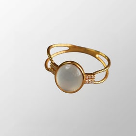 Exquisite 18K Gold Inlay Jadeite Ring