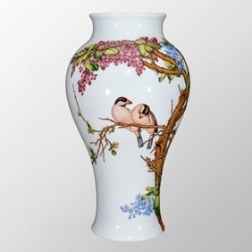 Chinese Qing Dynasty Famille Rose Flowers Bird Design Porcelain Vase