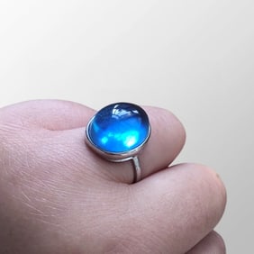 Beautiful 925 Silver Inlay Aquamarine Ring