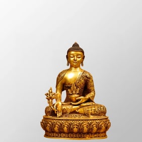 Vintage Tibetan Buddhism Gilt Gold Copper Siddhartha Buddha Statue