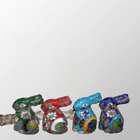 A Set Four Copper Cloisonne Rabbit Statue