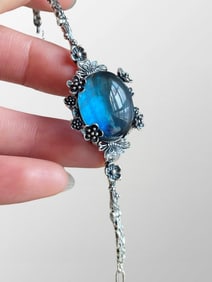 Beautiful 925 Silver Inlay Aquamarine Bracelet