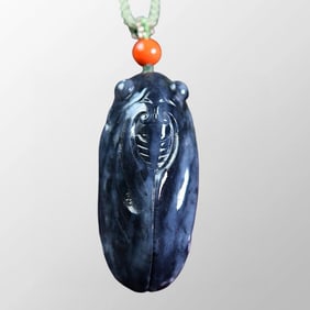Chinese Hetian Jade Carved Fortune Cicada Pendant