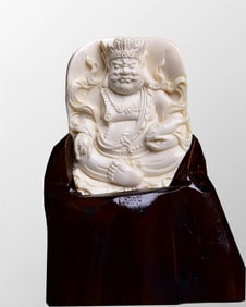 Vintage Bone Carved Yellow Jambhala Statue