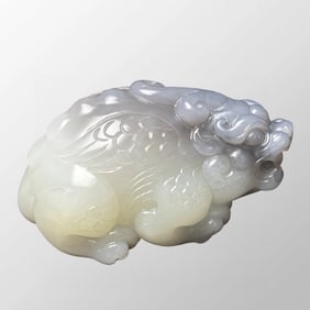 Superb Chinese Hetian Jade Carved Fortune Pixiu Statue