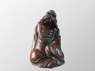 Vivid Chinese Bamboo Carved Dharma Statue
