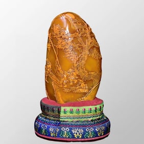 Vintage Chinese Tianhuang Stone Low Relief Sages Meeting Seal