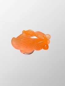 Chinese Nanhong Agate Carved Goldfish Pendant