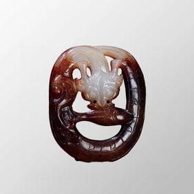 Old Chinese Hetian Jade Carved Fortune Beast Pendant