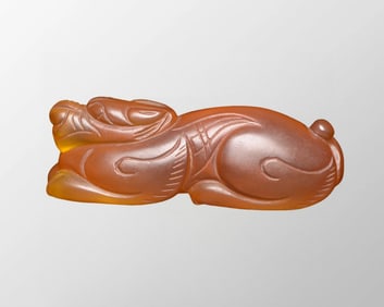 Vintage Zircon Carved Fortune Beast Statue