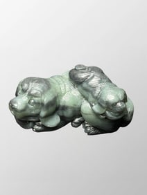 Superb Chinese Hetian Jade Carved Fortune Dog Statue