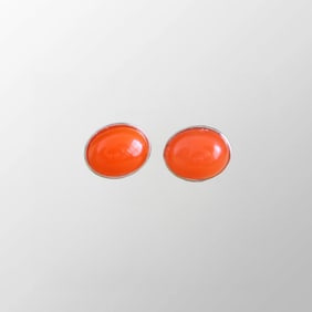 Beautiful 925 Silver Inlay Nanhong Agate Earring