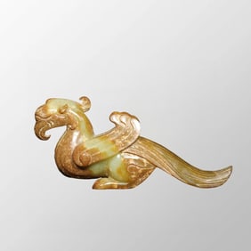 Vintage Chinese Hetian Jade Carved Divine Bird Statue