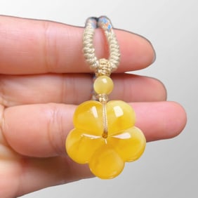 Beautiful Natural Beeswax Carved Flower Pendant