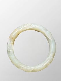 Inside Diameter 61mm Chinese Hetian Jade Fortune Bamboo Bracelet