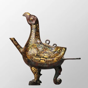 Vintage Chinese Gilt Gold Bronze Divine Bird Statue