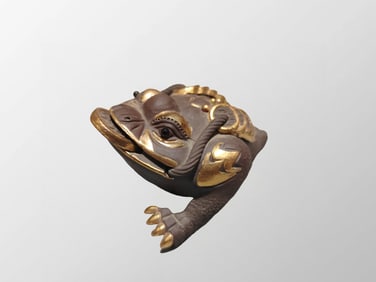 Chinese Gilt Gold Yixing Zisha Fortune Toad Statue