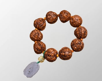 Vintage Walnut Carved Gourd Beads Bracelet