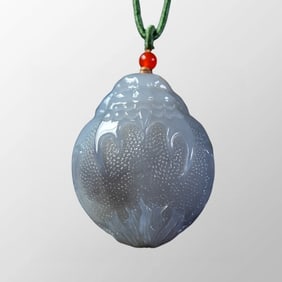 Chinese Natural Hetian Jade Carved Dragon Turtle Pendant
