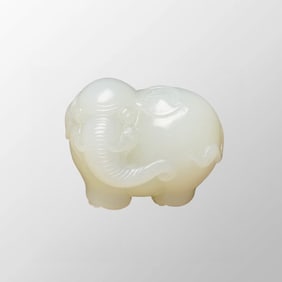 Superb Chinese Hetian Jade Carved Fortune Elephant Statue