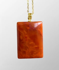 Chinese Natural Nanhong Agate Lucky Pendant