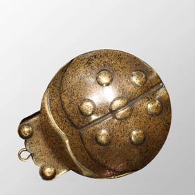 Vintage Brass Seven-spotted Ladybug Ink Box