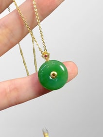 Chinese Green Hetian Jade Lucky Pendant