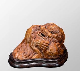 Vintage Chinese Huanghuali Wood Fortune Beast Incense Burner
