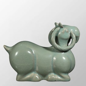 Chinese Ru Kiln Fortune Sheep Statue
