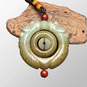 Openwork Chinese Hetian Jade Carved Fortune Dragon Pendant