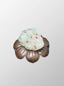 Chinese Silver Wires Inaly Hetian Jade Frog Pendant
