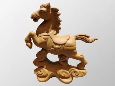 Chinese Yixing Zisha Clay Fortune Horse Statue