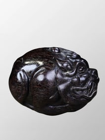 Vintage Ox Horn Carved Fortune Pixiu Statue