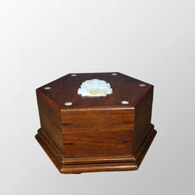 Vintage Chinese Huali Wood Inlay Jade Jewellery Box